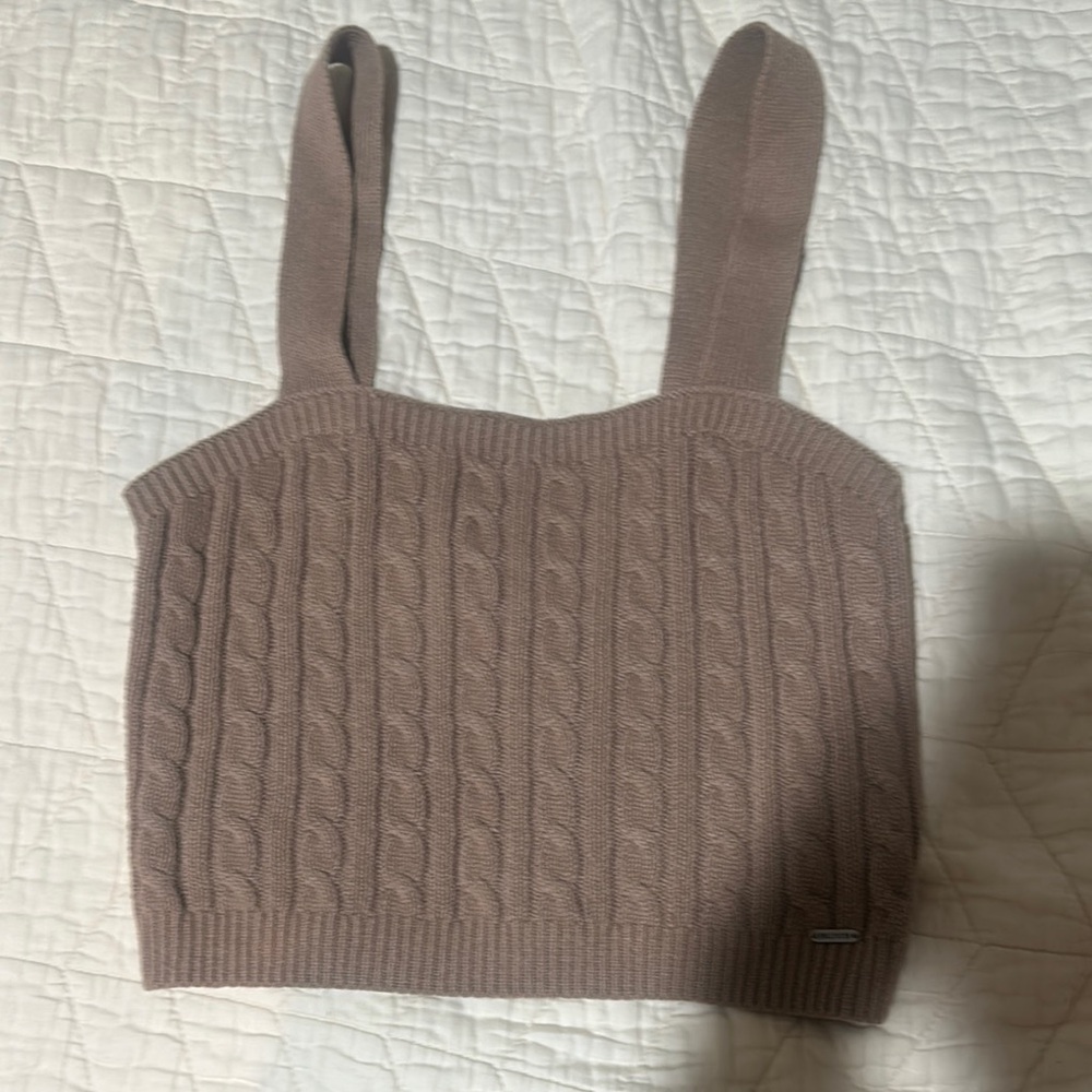 Hollister Brown Ribbed Crop Tank Top